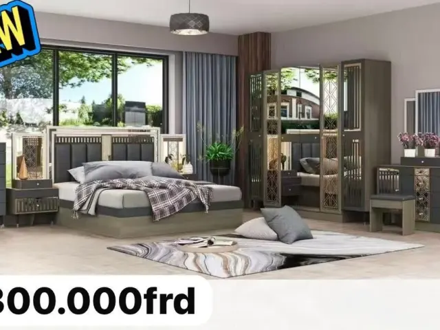 Chambre à Coucher Complète à Vendre – Lit, Armoire, Table de Nuit