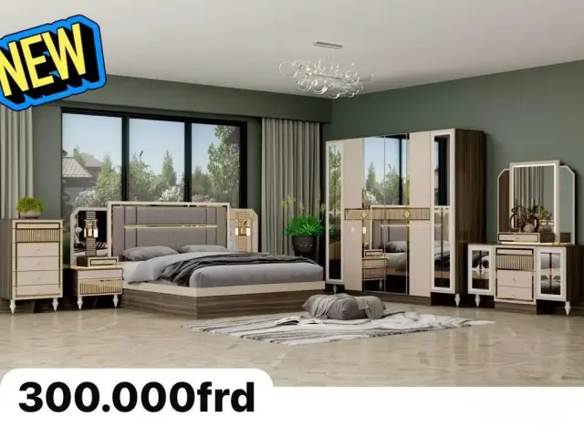 Chambre à Coucher Complète à Vendre – Lit, Armoire, Table de Nuit