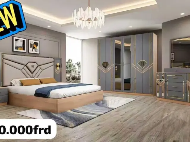 Chambre à Coucher Complète à Vendre – Lit, Armoire, Table de Nuit