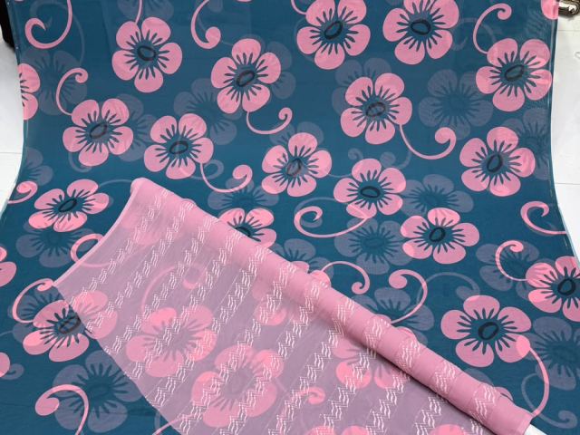 Tissu dirac imprimé floral violet avec doublure satin - photo 5 sur 7