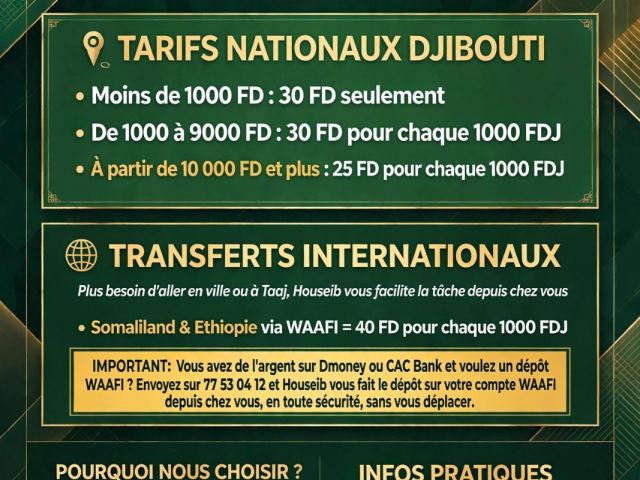 Service de transfert d'argent national et international