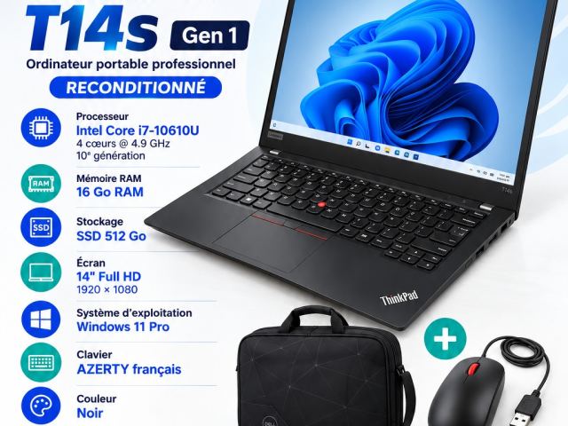 Lenovo ThinkPad T14s Gen 1 i7 16 Go 512 Go SSD - photo 3 sur 4