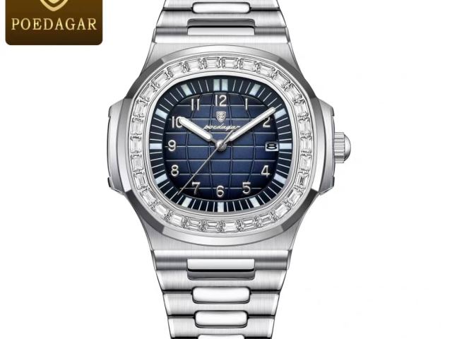 Montre Poedagar bracelet acier cadran bleu